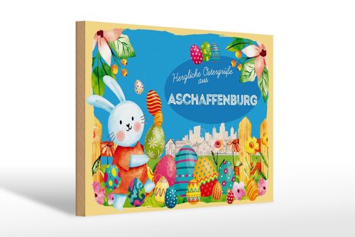 Holzschild Ostern Ostergrüße 30x20cm ASCHAFFENBURG Geschenk