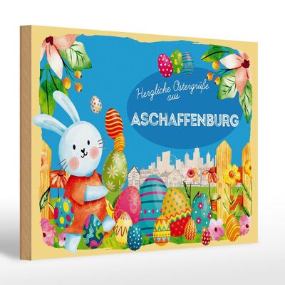 Cartel de madera Pascua Saludos de Pascua 30x20cm ASCHAFFENBURG regalo