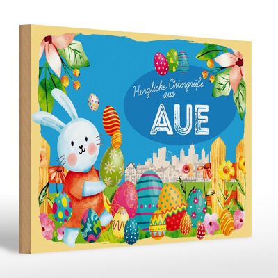 Holzschild Ostern Ostergrüße 30x20cm AUE Geschenk Deko