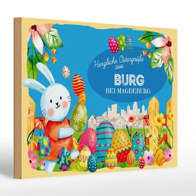 Cartel de madera Pascua Saludos de Pascua 30x20cm BURG cerca de MAGDEBURG regalo