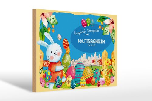 Holzschild Ostern Ostergrüße 30x20cm HATTERSHEIM AM MAIN Geschenk