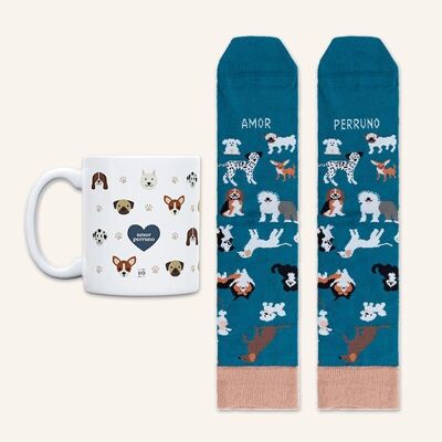 Becher + Socken-Set „Dog Love“