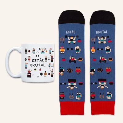 Kit Taza + Calcetines "Estás brutal"