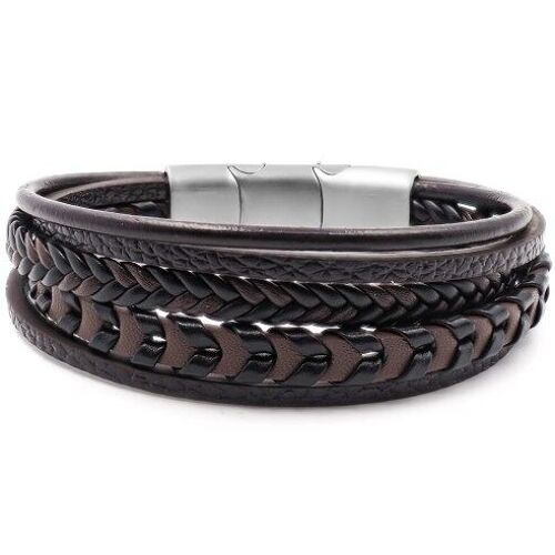 Bracelet acier pour homme - imitation cuir 5 rangs