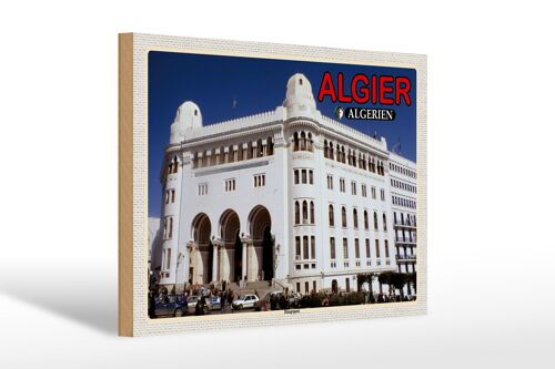 Holzschild Reise 30x20cm Algier Algerien Hauptpost Geschenk