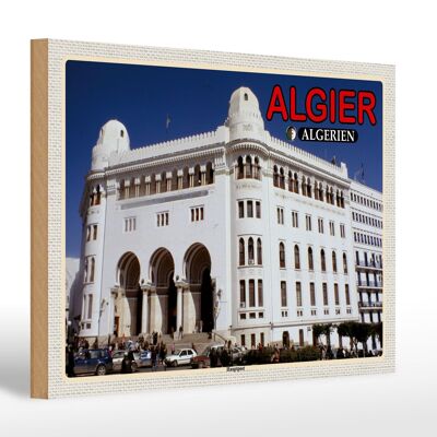 Holzschild Reise 30x20cm Algier Algerien Hauptpost Geschenk