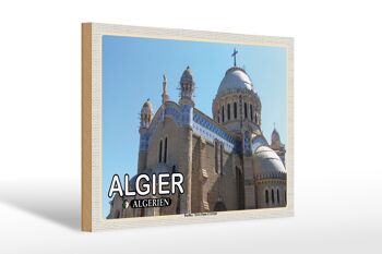 Panneau en bois voyage 30x20cm Alger Algérie Basilique Notre-Dame 1
