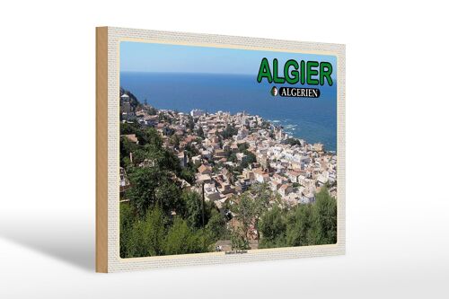 Holzschild Reise 30x20cm Algier Algerien Stadtteil Bologhine