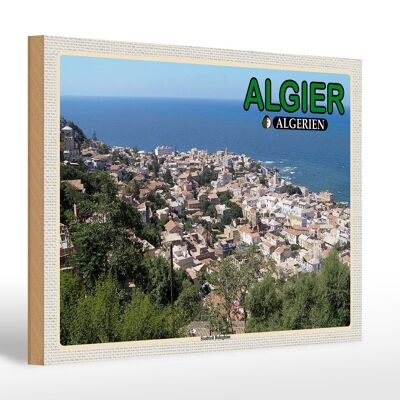 Cartel de madera viaje 30x20cm Argel Argelia distrito Bologhine