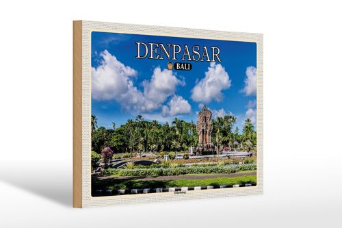 Holzschild Reise 30x20cm DENPASAR Bali Tempelanlage Wanddeko