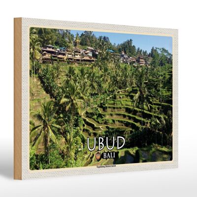 Cartello in legno da viaggio 30x20 cm Ubud Bali Tegalalang terrazze di riso