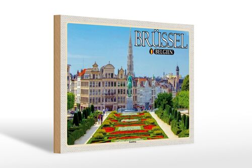 Holzschild Reise 30x20cm Brüssel Belgien Kunstberg Geschenk