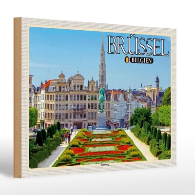 Cartel de madera viaje 30x20cm Bruselas Bélgica arte montaña regalo