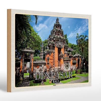 Wooden sign travel 30x20cm Bali DENPASAR temple gift