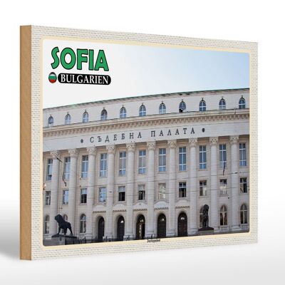 Cartello in legno da viaggio 30x20 cm Sofia Bulgaria Palazzo di Giustizia