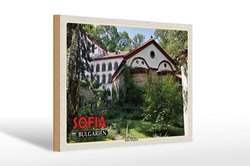 Holzschild Reise 30x20cm Sofia Bulgarien Kloster Dragalevtsi