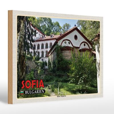 Holzschild Reise 30x20cm Sofia Bulgarien Kloster Dragalevtsi