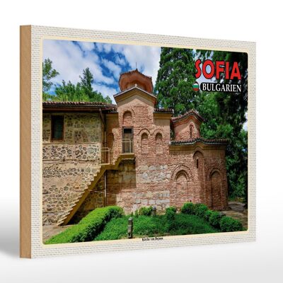 Cartel de madera viaje 30x20cm Sofia Bulgaria Iglesia de Bojana