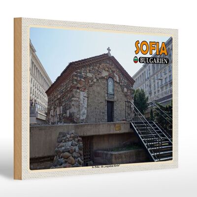 Cartello in legno da viaggio 30x20 cm Chiesa sepolta di Sofia Bulgaria Sv Petka
