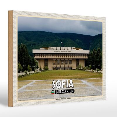 Cartel de madera viaje 30x20cm Museo Histórico Sofía Bulgaria