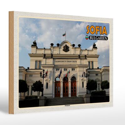 Cartel de madera viaje 30x20cm Sofía Bulgaria Parlamento regalo