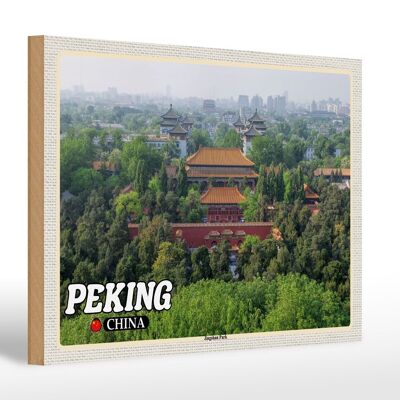 Cartello in legno da viaggio 30x20 cm Pechino Cina Jingshan Park