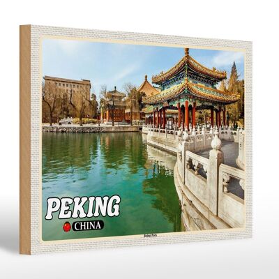 Holzschild Reise 30x20cm Peking China Beihai Park Wanddeko