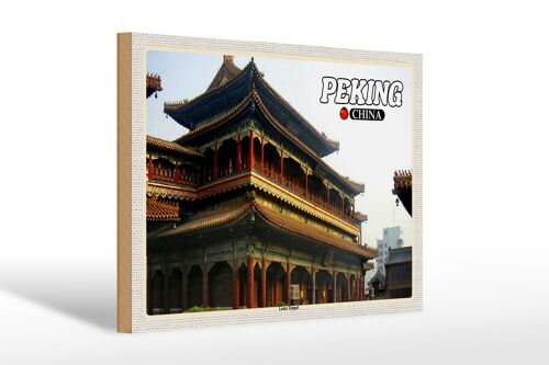 Holzschild Reise 30x20cm Peking China Lama Tempel Geschenk