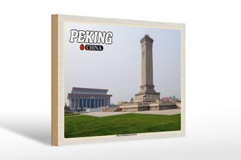 Panneau en bois voyage 30x20cm Pékin Chine Place Tiananmen 1