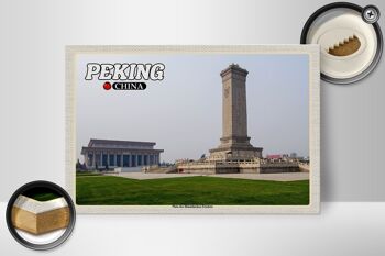 Panneau en bois voyage 30x20cm Pékin Chine Place Tiananmen 2