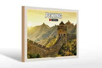 Panneau en bois voyage 30x20cm Pékin Chine La Grande Muraille 1