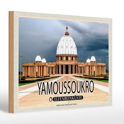 Holzschild Reise 30x20cm Yamoussoukro Elfenbeinküste Basilika Deko