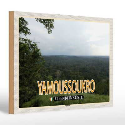 Holzschild Reise 30x20cm Yamoussoukro Elfenbeinküste Regenwald