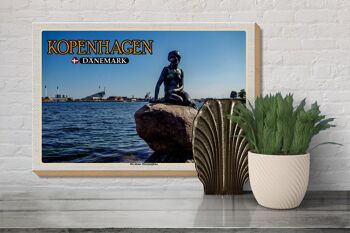 Panneau en bois voyage 30x20cm Copenhague Danemark petite sirène 3