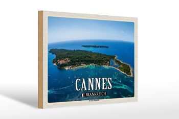 Panneau en bois voyage 30x20cm Cannes France Ile Sainte-Marguerite 1