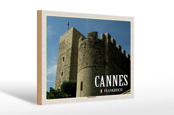 Panneau en bois voyage 30x20cm Cannes France Musée Castre 1