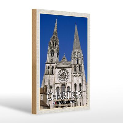 Targa in legno da viaggio 20x30 cm Cattedrale di Chartres Francia