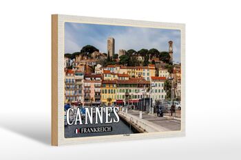 Panneau en bois voyage 30x20cm Cannes France Quartier du Suquet 1