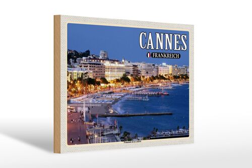 Holzschild Reise 30x20cm Cannes Frankreich Promenade la Croisette