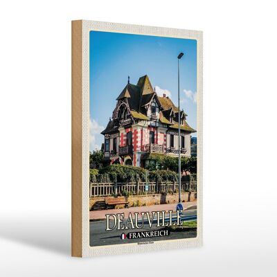 Cartello in legno da viaggio 20x30 cm Deauville Francia casa storica