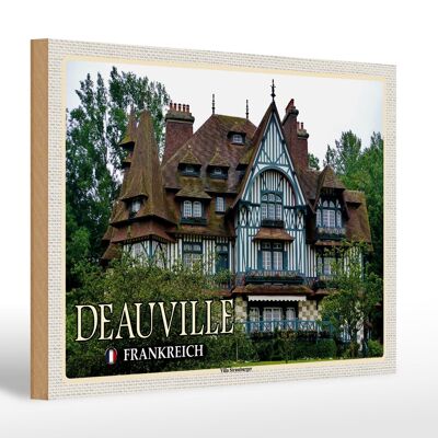 Holzschild Reise 30x20cm Deauville Frankreich Villa Strassburger