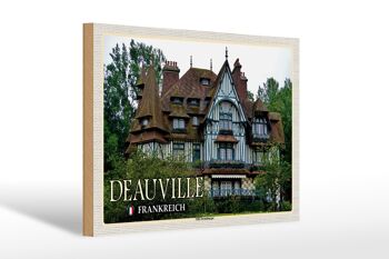 Panneau en bois voyage 30x20cm Deauville France Villa Strassburger 1