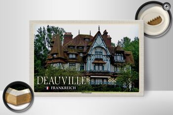 Panneau en bois voyage 30x20cm Deauville France Villa Strassburger 2