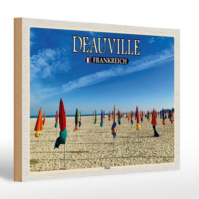 Cartello in legno da viaggio 30x20 cm Deauville Francia spiaggia mare vacanza