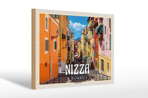 Holzschild Reise 30x20cm Nizza Frankreich Altstadt von Nizza