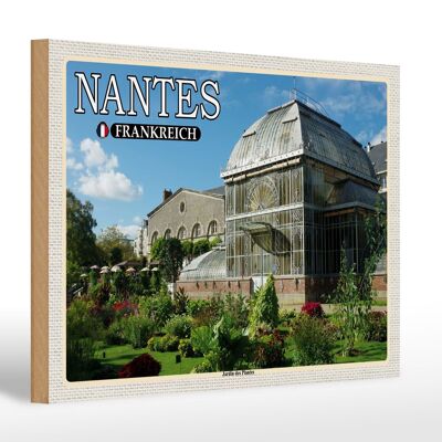 Cartel de madera viaje 30x20cm Nantes Francia Jardin des Plantes decoración