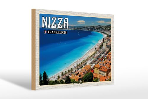 Holzschild Reise 30x20cm Nizza Frankreich Promenade des Anglais