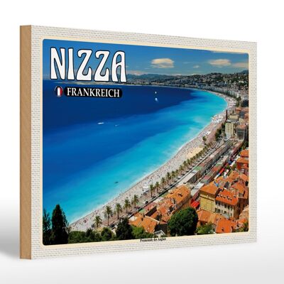 Wooden sign travel 30x20cm Nice France Promenade des Anglais