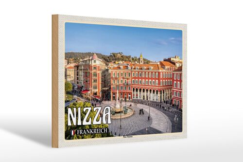 Holzschild Reise 30x20cm Nizza Frankreich Place Masséna Hauptplatz