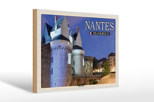 Holzschild Reise 30x20cm Nantes Frankreich Schloss Nantes